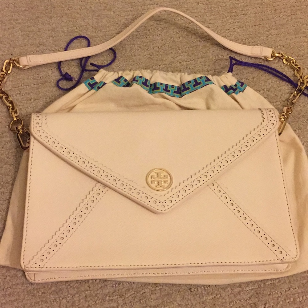 Authentic white Tory Burch bag with dustbag